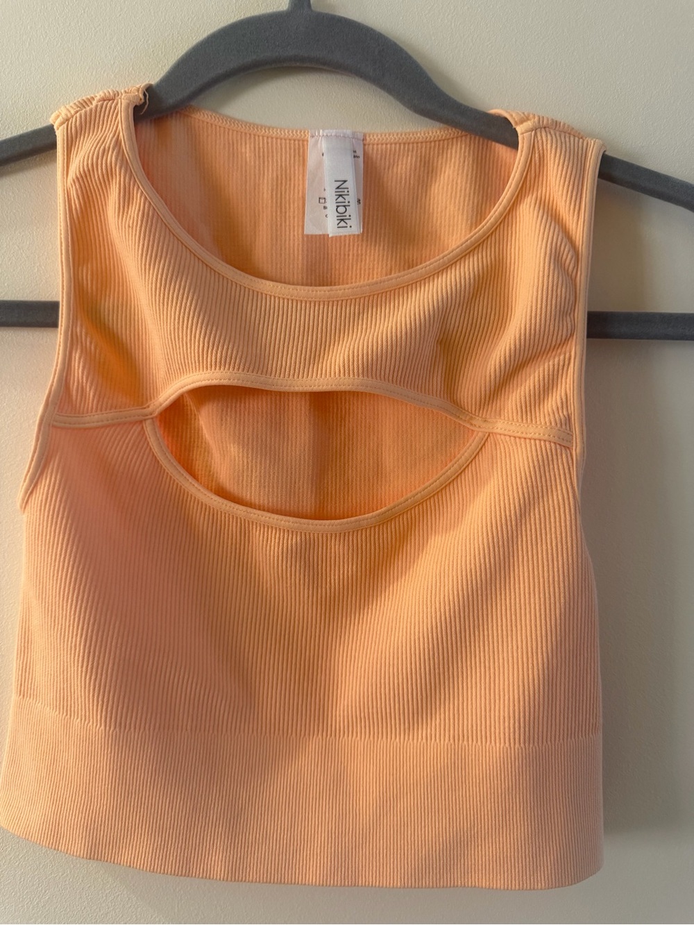 Nikibiki Onesize Peach Orange Ribbed Cutout Crop Tank Top